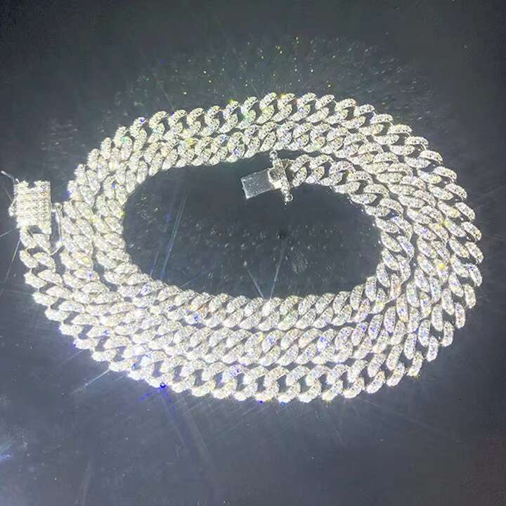 Iced Out Hip-Hop Chain Bling Custom Chain 925 Sterling Silver 6mm VVS Moissanite Cuban Chain