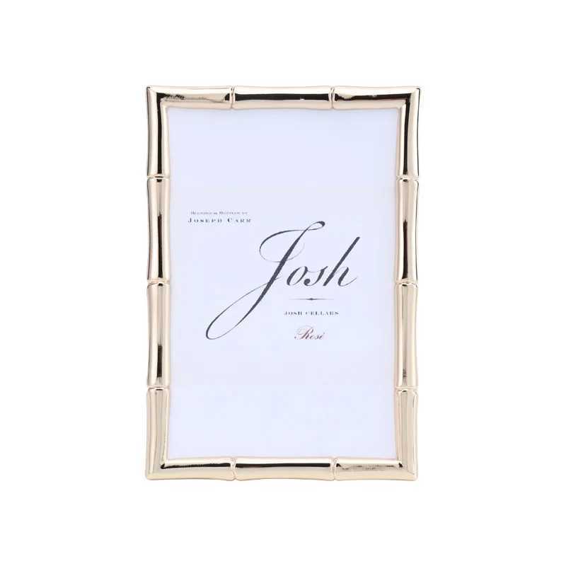 European Retro Luxury Metal Pendulum Table Light Gold Bamboo Square Photo Frame 6 7 10 vertical Decoration L251110 H260306