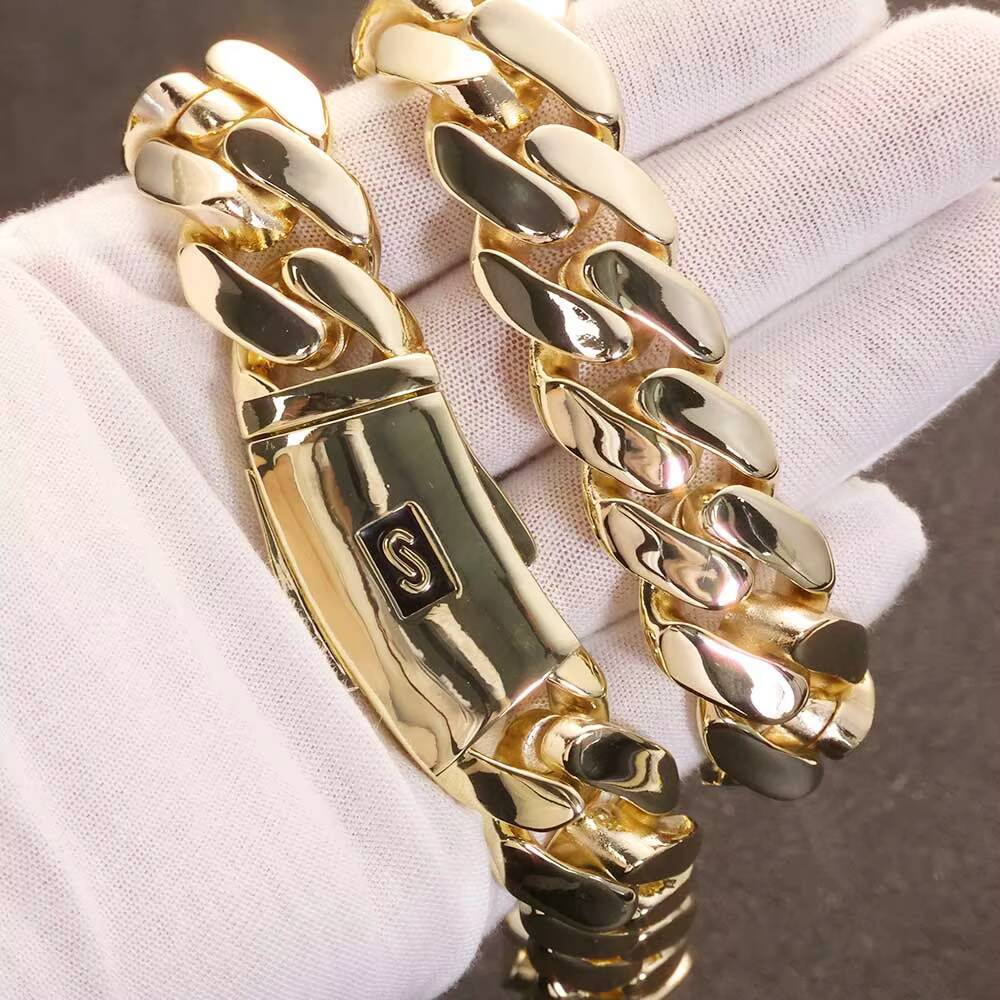 NUOYA Chunky 20mm Cuban Chain Bracelet 925 Silver Smooth Clasp Monaco Style Hip Hop Jewelry Gift
