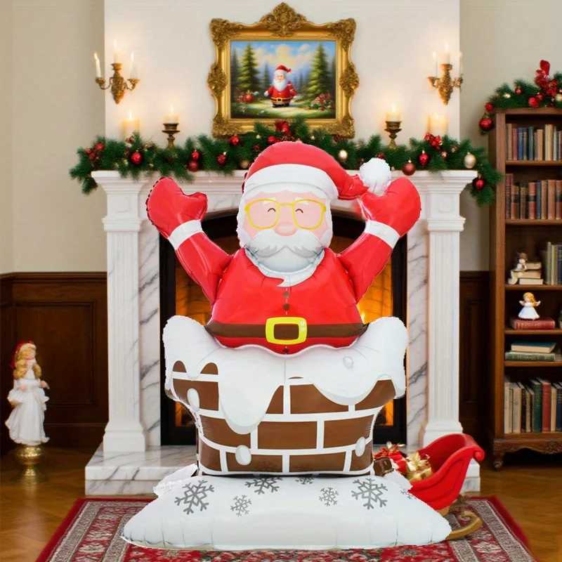 Christmas 1Pcs Standing Santa Claus Walnut Soldier Cattle Foil Balloon Decoration Christmas Theme Holiday New Year Party Family Decors Y251111