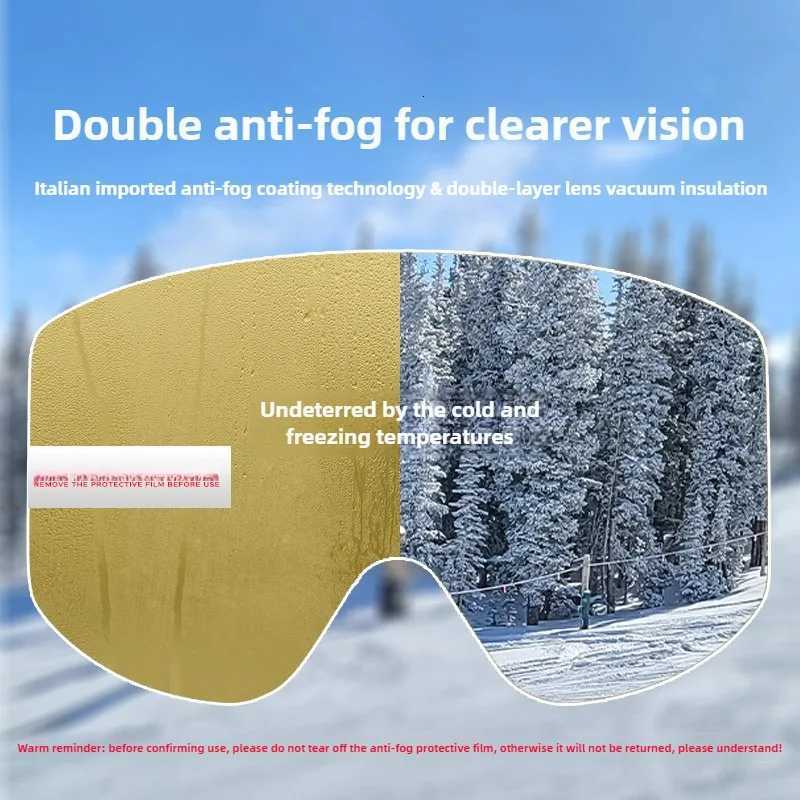 CE EN174 Ski Goggles Double Anti-fog UV400 Panoramic Dual Lens OTG Over Glasses Snowboard Goggles Men Women K251110