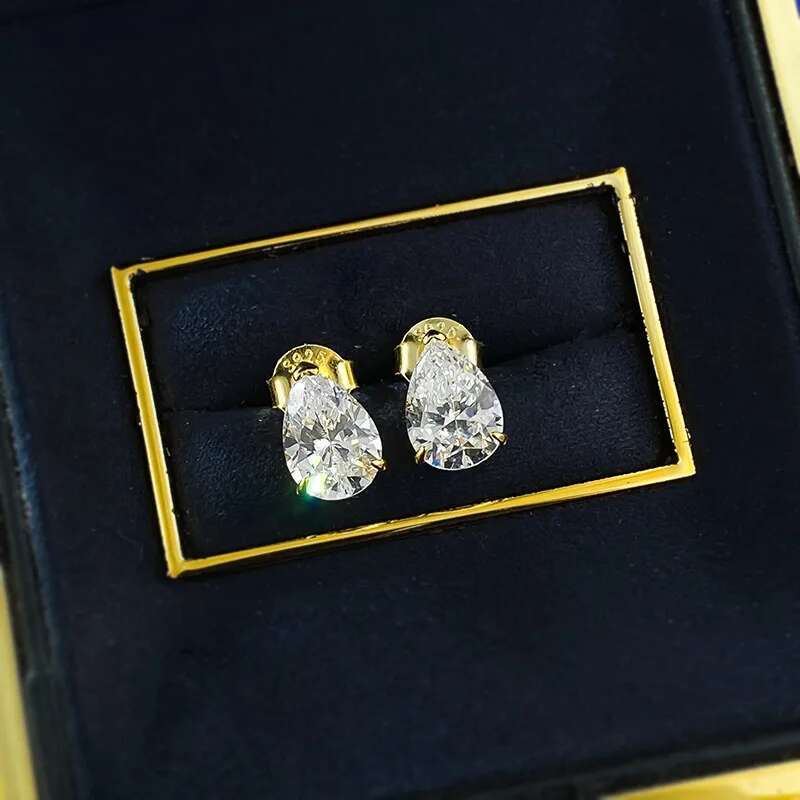 2CT Water Drop Lab White Moissanite Diamond Simple Fine Jewelry Genuine 100% 925 Sterling Silver Women Stud Earring Gift