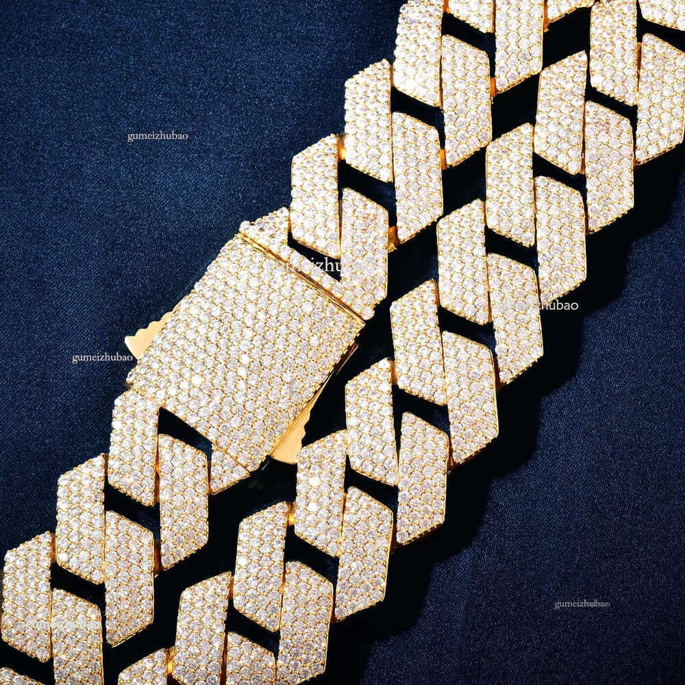 Wholesale 20mm Rhombic k Bracelet Necklace Gold Brass Iced Bg Cubic Zircon Dia Miami Cuban ks Chain Jewelry