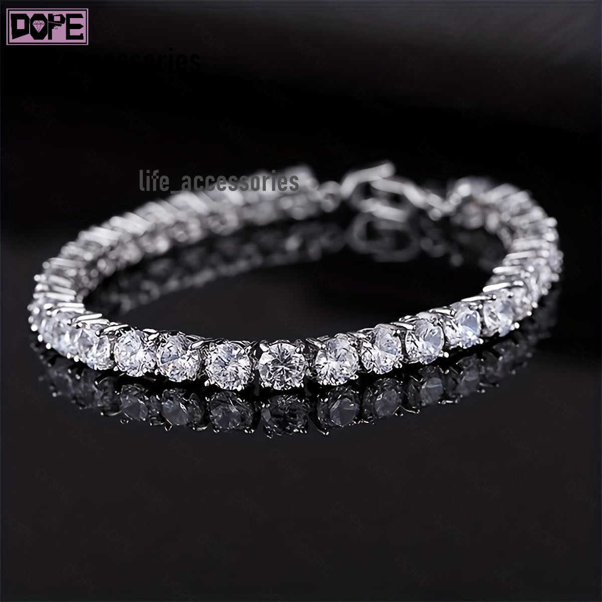 VVS Moissanite Iced Out Hiphop 3mm Tennis Bracelets Chains 925 Sterling Silver Bling Tennis Chain