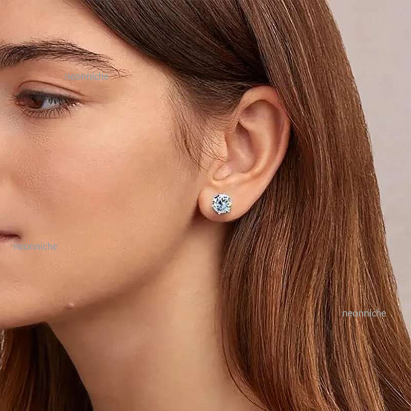pass dia tester vvs1 D color moissanite designer for women sterg sier 6 prong stud earrings plated gold men earring jewelry valentines day gift