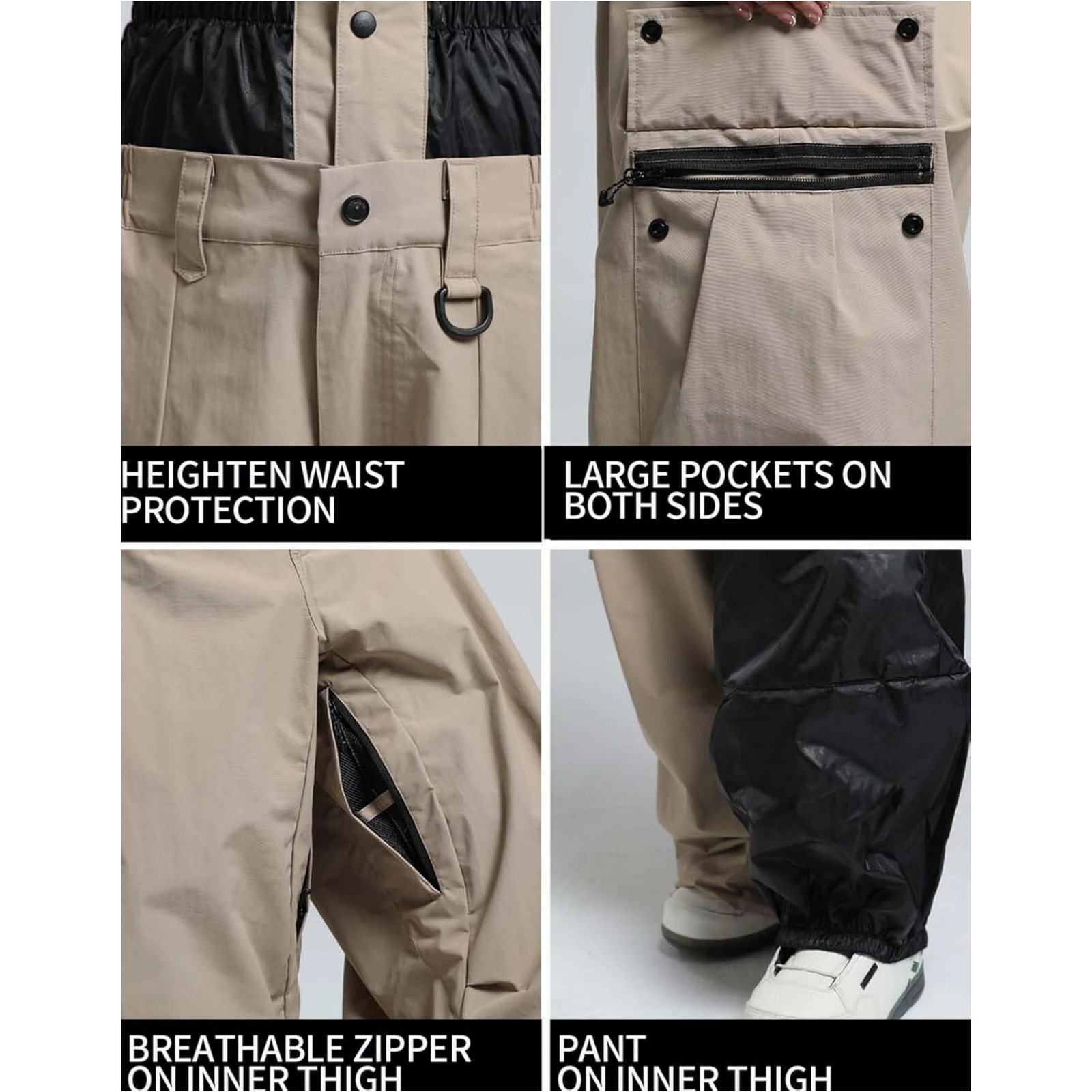 GSOU SNOW Super Baggy Snowboard Pants Men Waterproof Windproof Sports Clothes Insulated Loose Fit Ski Trousers for Cold Weather 251107