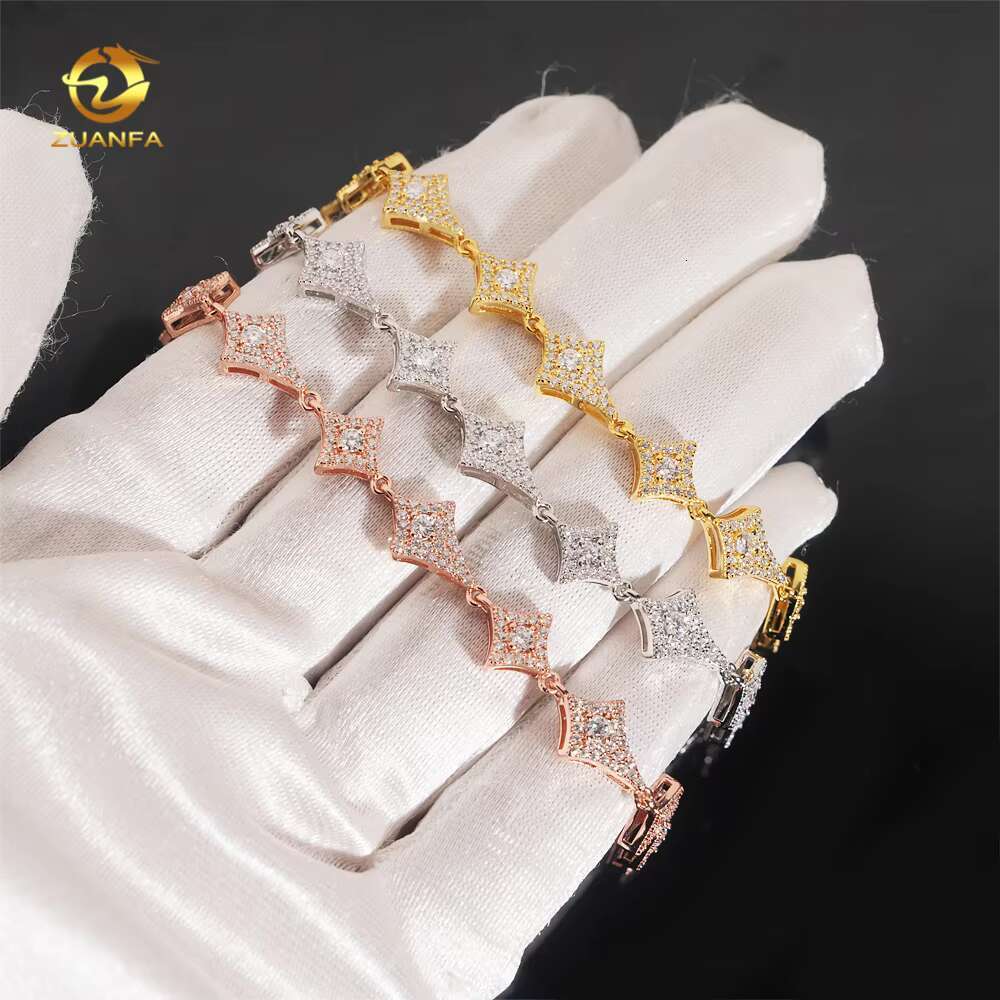 Wholesale Fashion Women Moissanite Necklace Kite Shape Diamond Necklace Link Chain High Quality 925 Silver Iced Out Jewelry