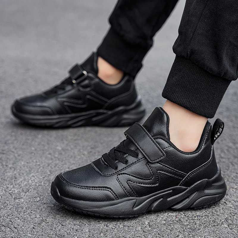 Childrens sports shoes childrens leather black boys shoes outdoor school running shoes student casual sports shoes Z250411