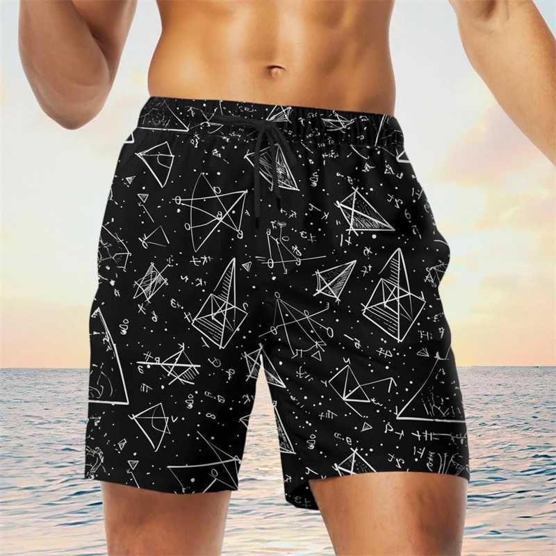 Interesting math class graphic beach shorts mens fashionable summer vacation 3D printed childrens swimming shorts casual loose shortsW250410