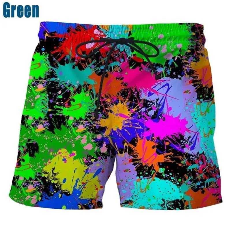 Color Ink Mens Swimming Shorts 3D Printed Splashing Ink Water Drop Color Ice ShortsW250410