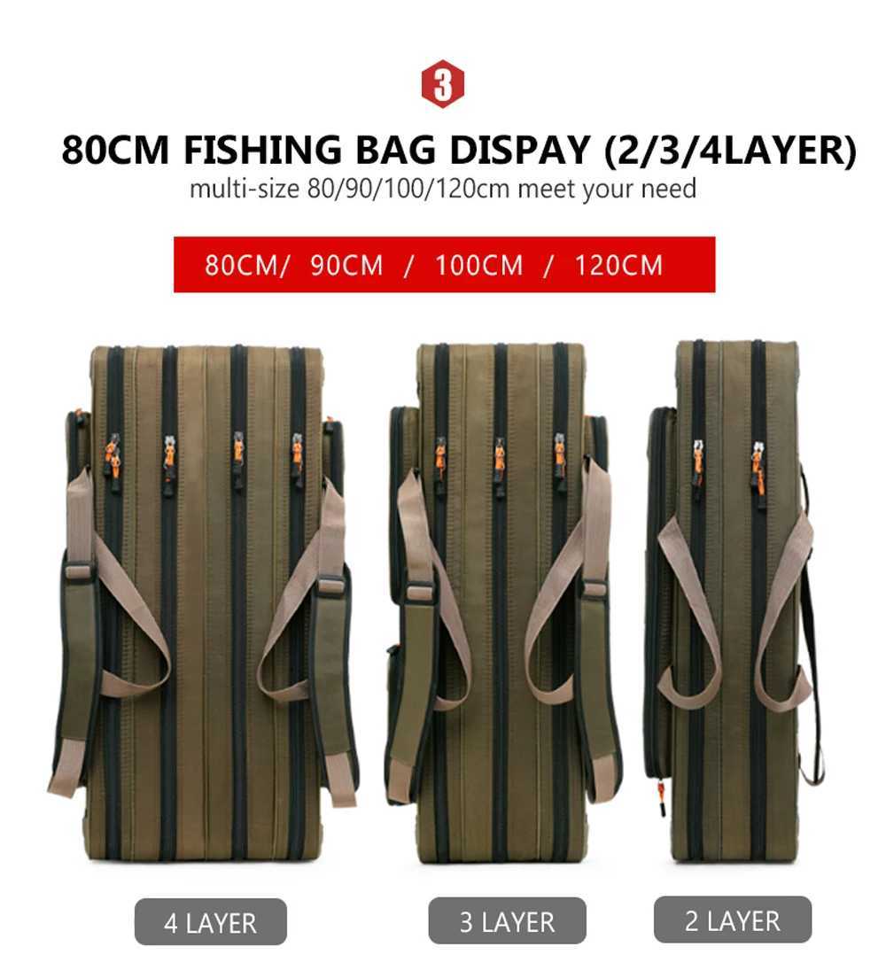 0.8-1.3m Long Large Capacity Fishing Gear Package Non-Foldable Canvas Fishing Rod Reel Bag Storage Shoulder Bag For Fishing Tool Z250411