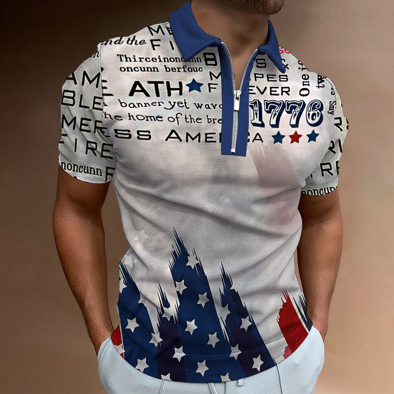 Mens POLO lapel summer ordinary casual short mens zipper summer daily t
