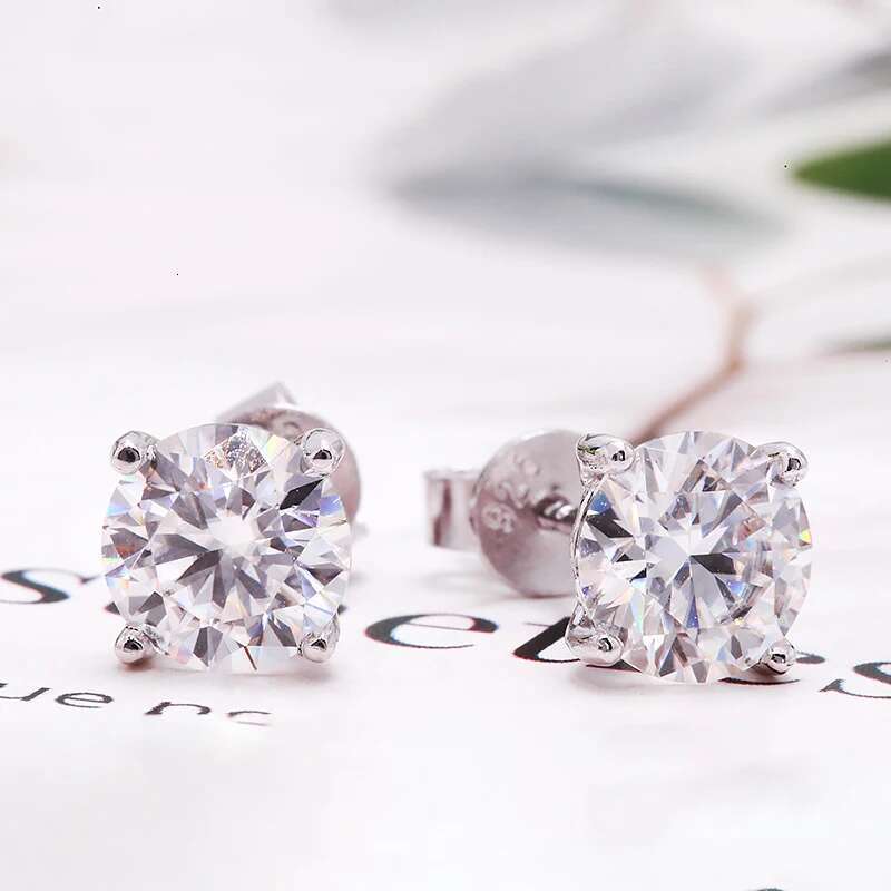 18K AU750 White Gold Womens Earrings 1CT D Color VVS1 Moissanite Wedding 18k Rose Yellow Gold Jewelry Ladys Earrings
