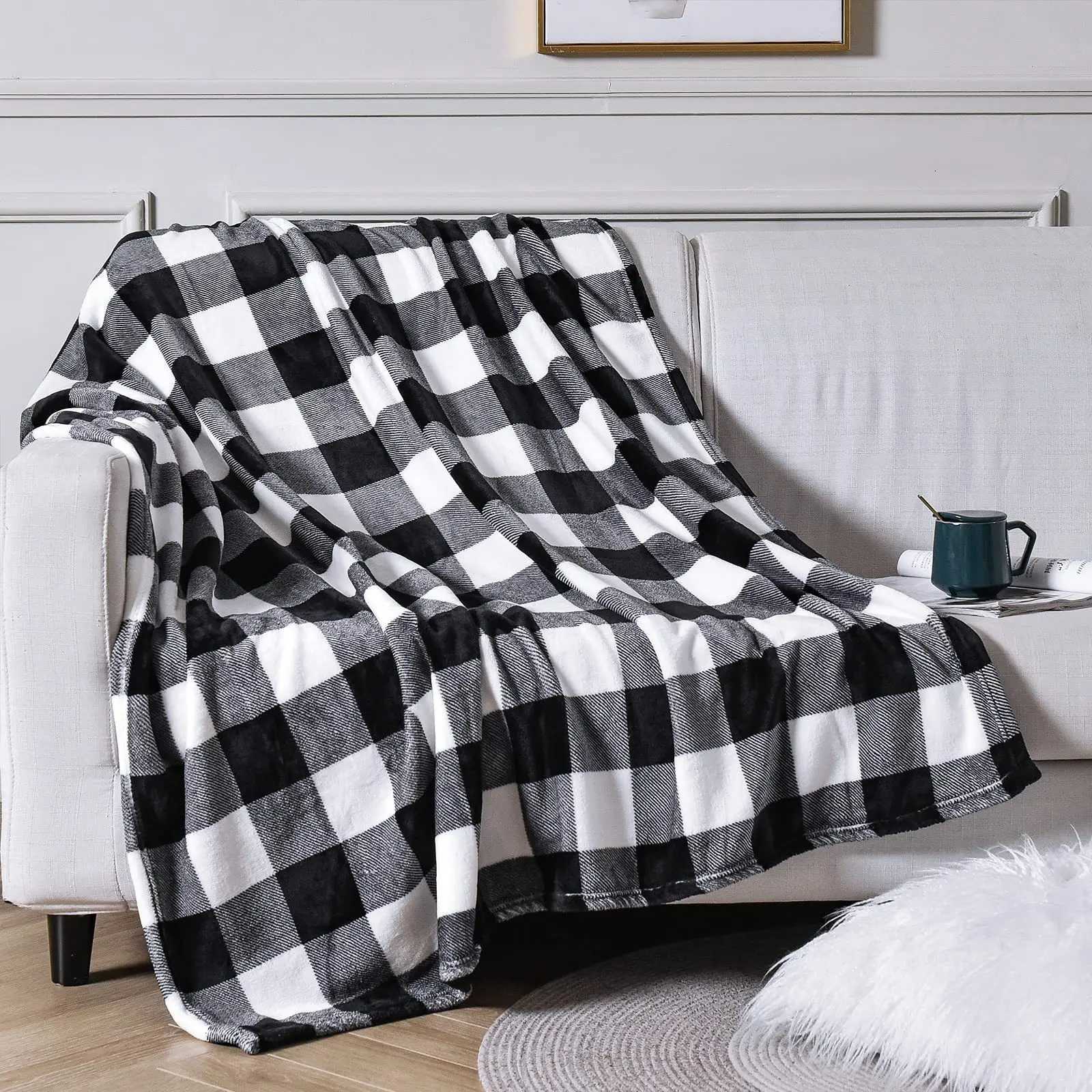 Checkered pattern Printed Blanket for Sofa Bed Travel Camping Living Room Office Conditioning Blanket for All Seasons Gifts C251111