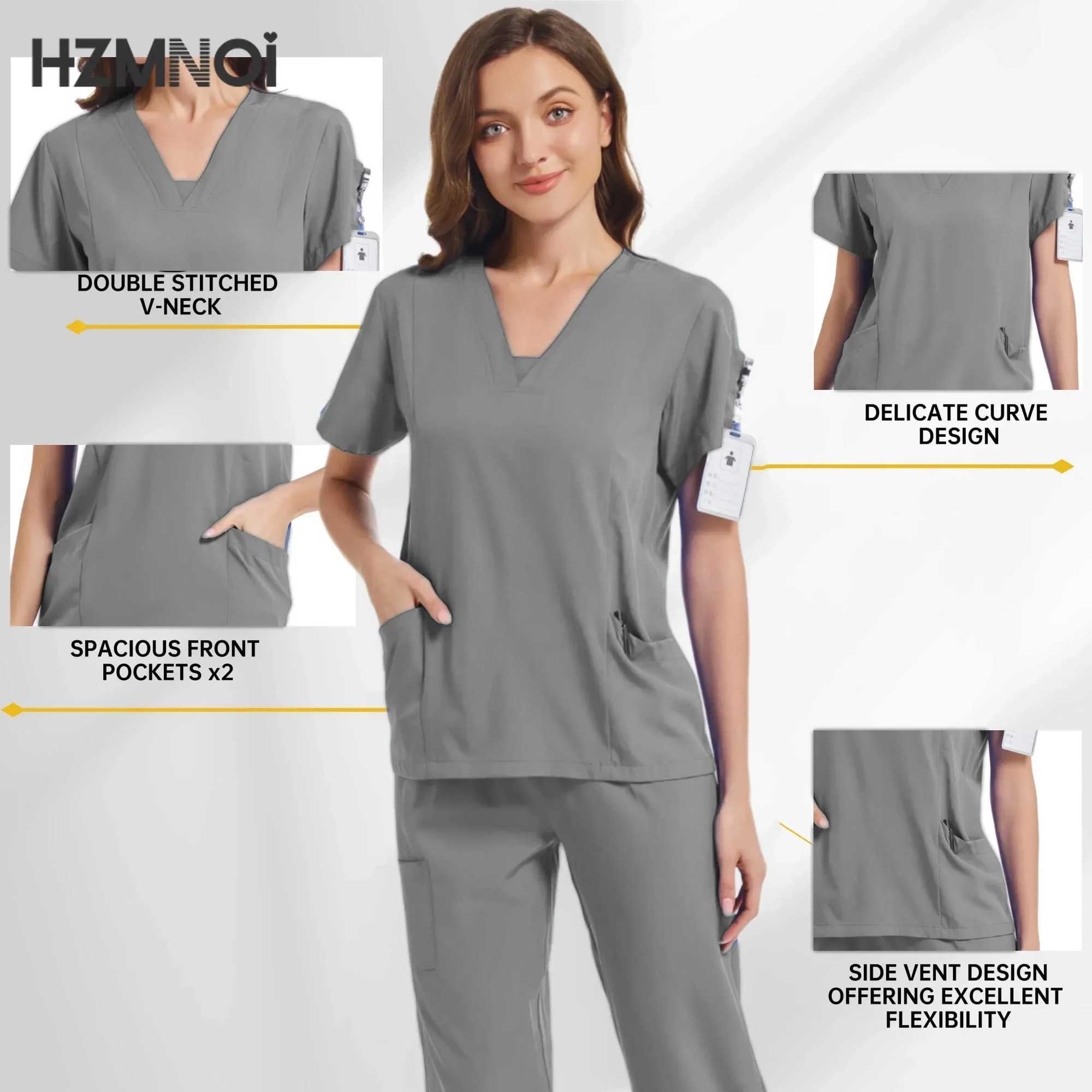 New Style Medical Uniforms Women Scrubs Sets Tops and Pants Hospital Doctors Nursing Clothes Nurses Accessories Dental Workwear X250410