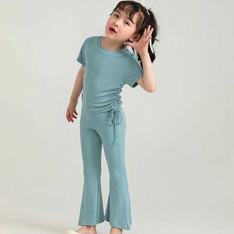 Girls clothing set summer set childrens short sleeved T-shirt top+pants set cute childrens pants casual clothing set 3-9TXJ250410