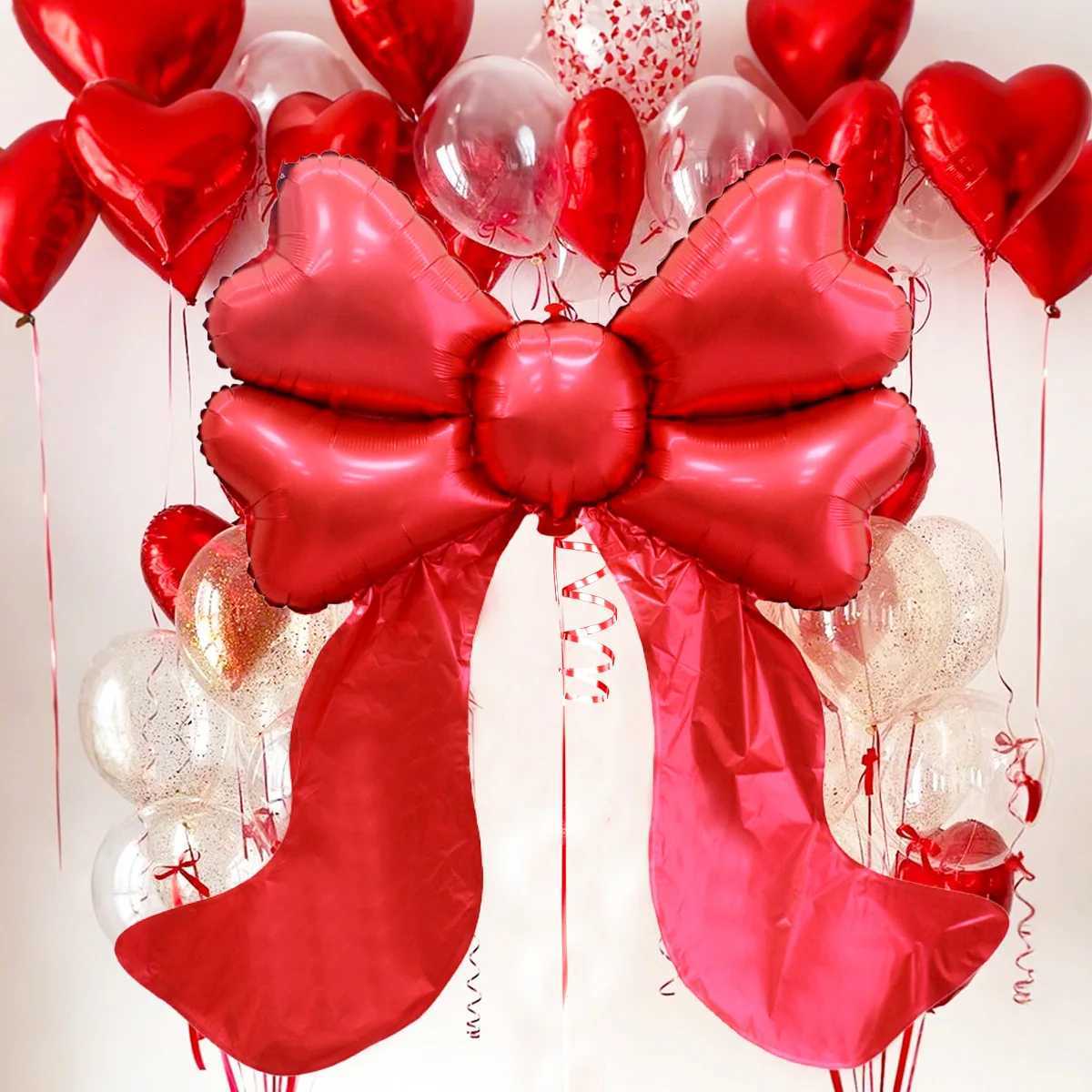 Christmas 2pcs red bow balloons for bow decoration birthday Valentines Day wedding bachelorette decoration engagement Y251111