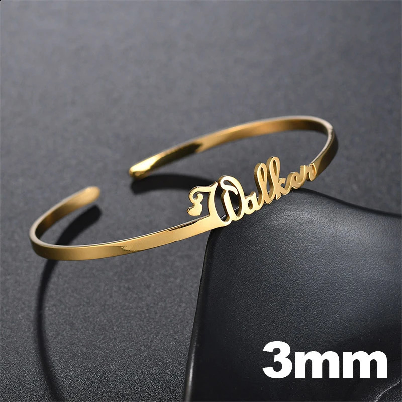Akizoom Customized Name Bracelet Personalized Stainless Steel Letter Fashion Bracelet Mens Bracelet Wedding Jewelry Gift 250408