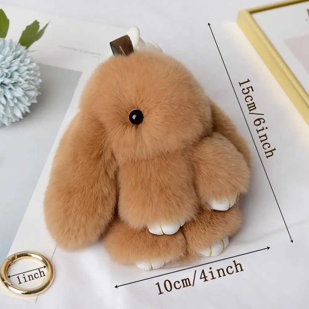 New Rex Rabbit Fur Cute Animal Rabbit Pom Ball Toy Handbag Pendant Cute Plush Rabbit Keychain Rabbit Fur Pendant Boys and Girls Gift W250411