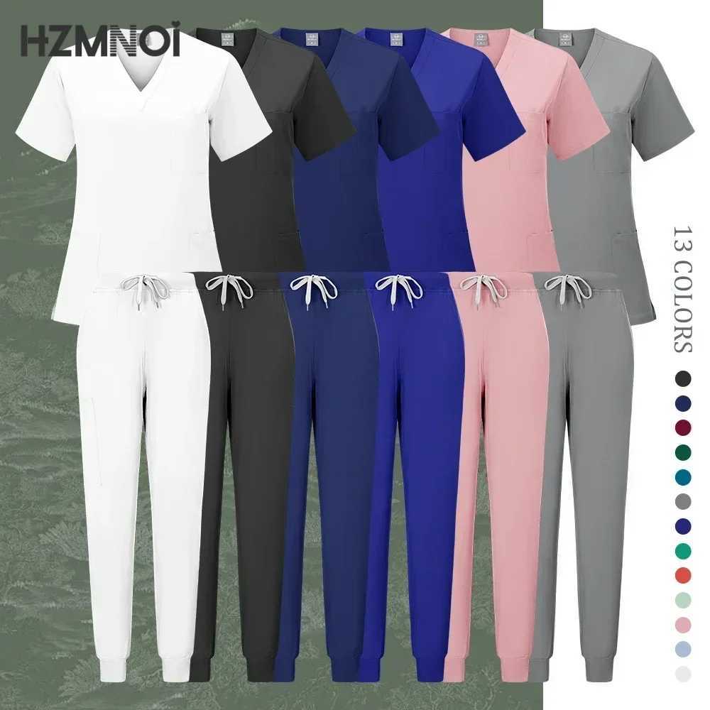 Clearance Scrubs Nursing Uniforms for Women Men Anesthetist Set Tops and Jogger Pants Thin Fabric Operating Room Doctor Workwear X250410