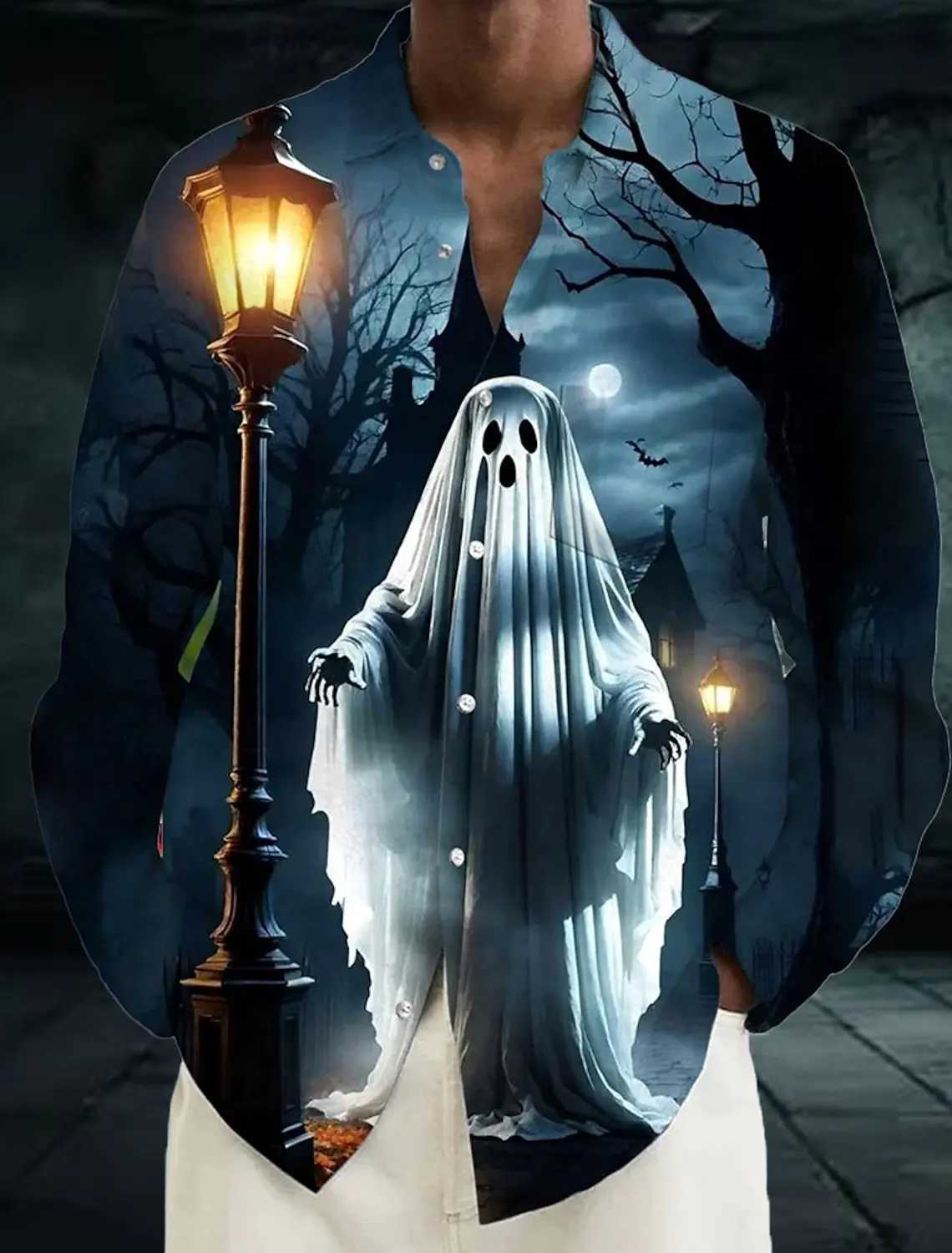 Mens Skull Day of the Dead Shirt Button Up Shirt Casual Long Sleeve Dark Punk Gothic Style Turndown 3D Print Collared Shirts K251110