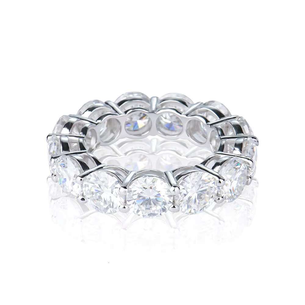 Hip Hop Wholesale 4mm 6mm 925 Sterling Silver Rhodium Plated Gra Vvs d Color Diamond Moissanite Full Eternity Tennis Ring