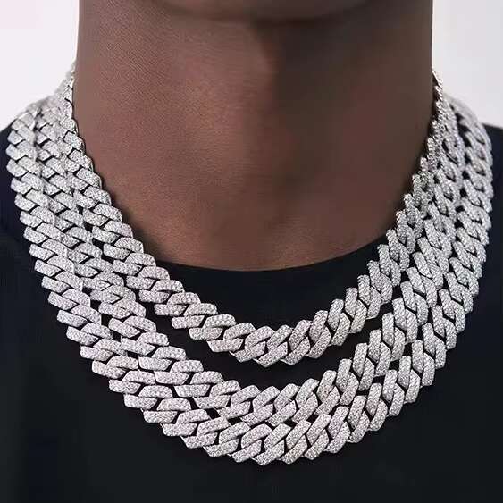 Pass Diamond test 2rows 8/10/12mm Hip Hop Cuban Link Chains Solid 925 Silver GRA Moissanite Chains for Men Bracelet Necklace