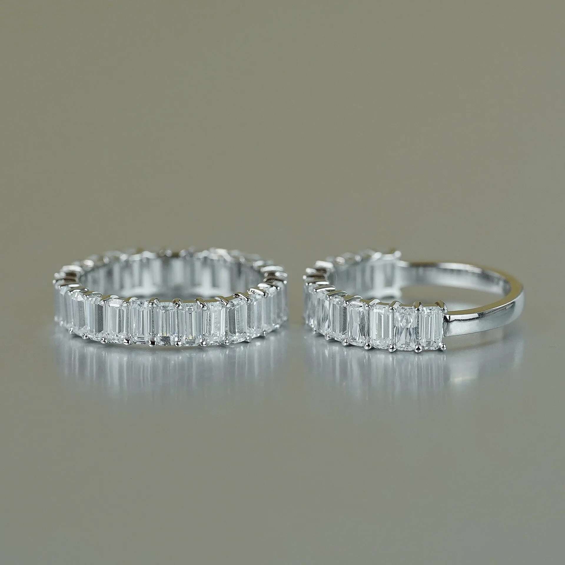 Emerald Cut Full Moissanite Diamond D Color Wedding Ring 925 Sterling Silver 18K Gold Plated Luxury Top Quality Ring for Women