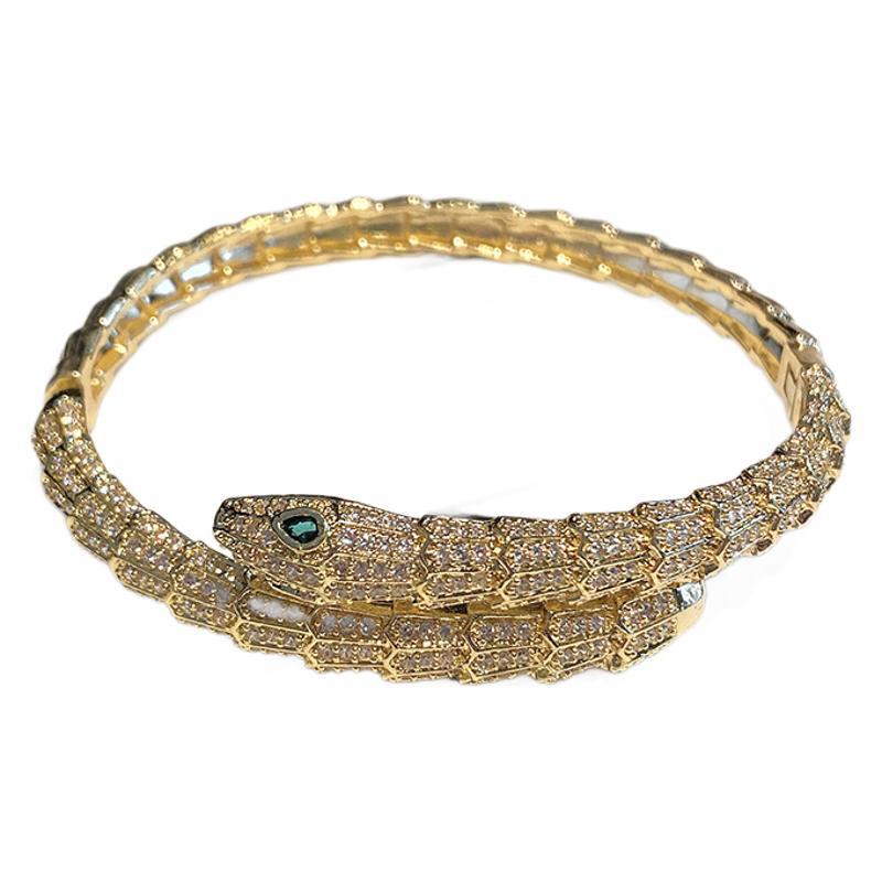 New Fashionable Scale Snake Shaped Bangle With Personalized Design Green Eyed Spirit Snake Bangle Retro Fashion Punk Bangle
