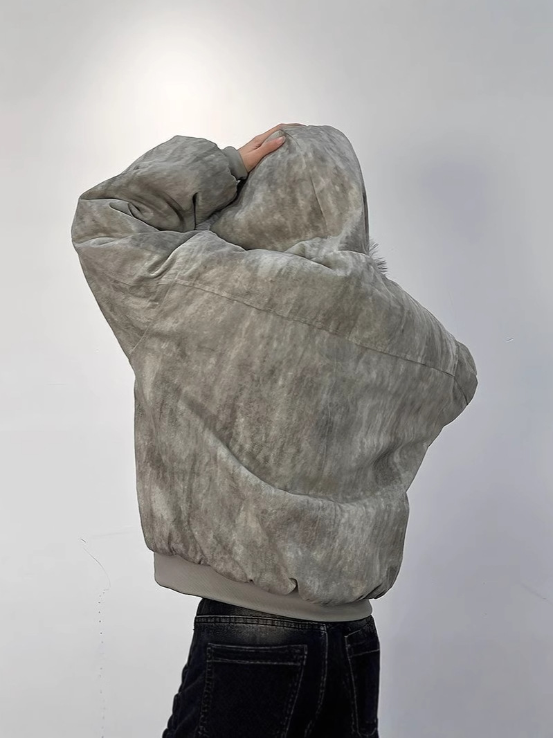 Men's Faux Fur Zip Jacket Y2k Collar High Street Fashion Design Pullover Harajuku Casual American Warm Thicken Cardigan Coat Parkas