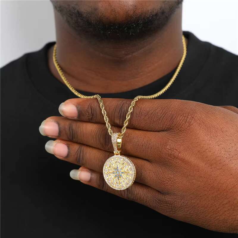 De GRA Certificate Hip Hop Jewelry Mens 925 Sterling Silver VVS Moissanite Diamond Iced Out Diamond Compass Pendant Necklace