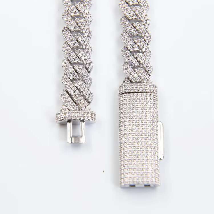 Factory Wholesale 925 Silver Cuban Chain 10mm 2 Rows Wide GRA Certificate VVS Moissanite Cuban Gold Plated Cuban Link Chain