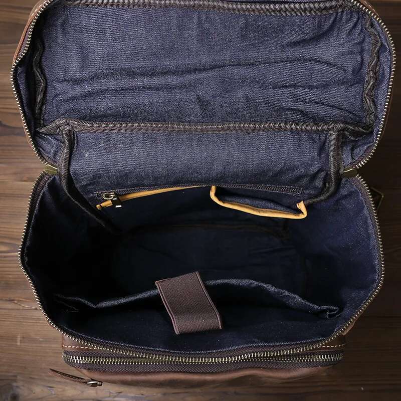 Women's Bags Retro Crazy Horse Leather Vertical Style Backpack Men's Head Layer Cowhide Large Capacity Business Travel Computer Bag