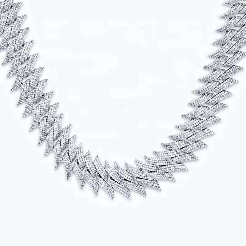 Hip Hop VVS Moissanite Mens GRA Iced Out Spiked Figaro Infinity Link Cuban Chain With 925 Sterling Silver Pass Diamond Tester