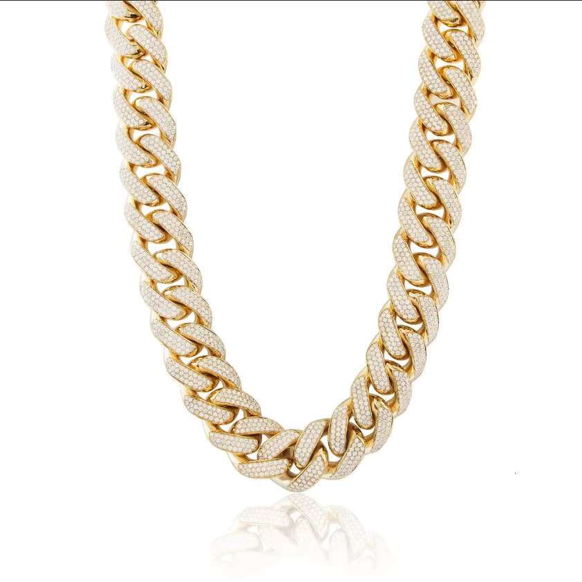 Miami Style Hot Sale Hip Hop 925 Silver Cuban Chain Moissanite Diamond Link Chain Necklace