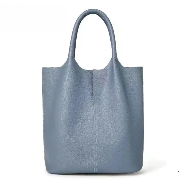 Genuine Leather Commuter Simple Ladies Soft Cowhide Tote Shoulder Handbag Large Capacity Women Bucket Bag New designer bag
