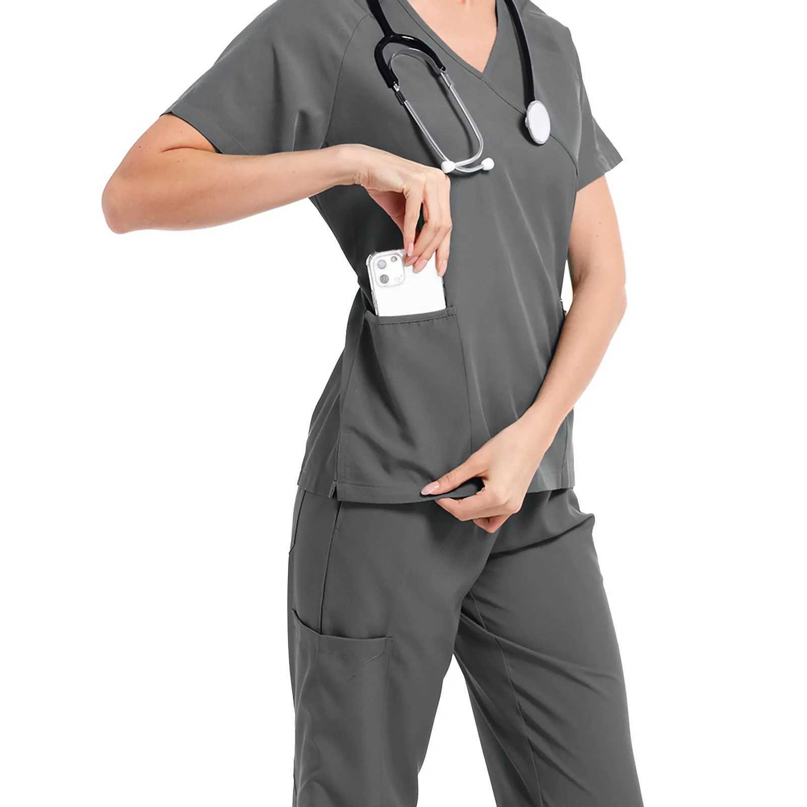 Nurse Scrubs New Fashion Medical Matte Soft Breathable Running Pants Set Surgical Uniforms Female Nursing Clinician Work Clothes X250410