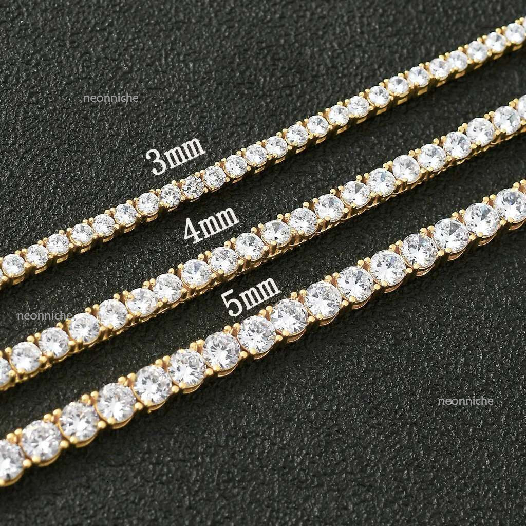 tennis chain bracelet necklace for women men gold plated 5mm w dia choker hip hop fine womens necklaces mens designer jewelry chains personalize