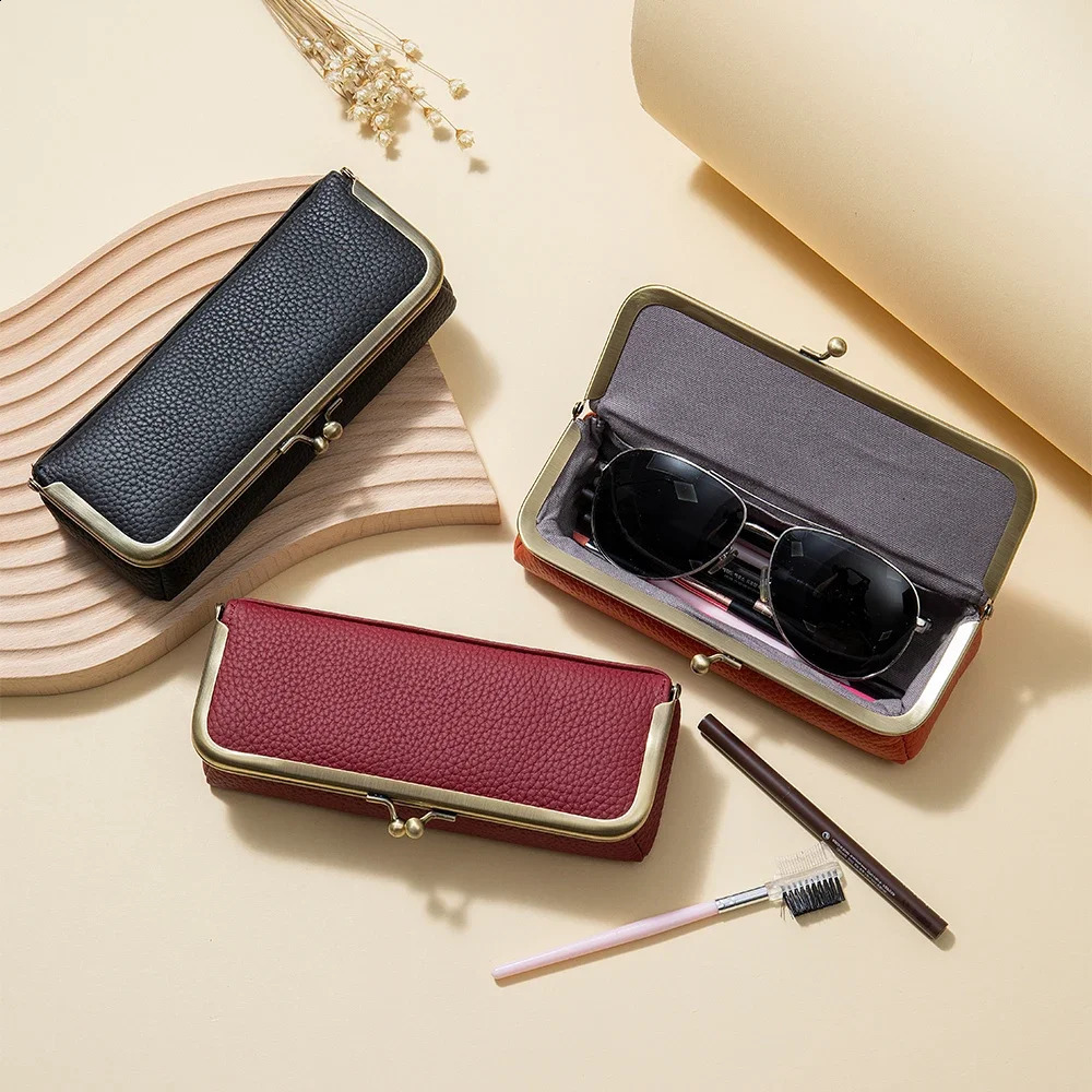 Leather glasses bag mens sunglasses storage bag fashionable glasses case glasses case glasses case 250409