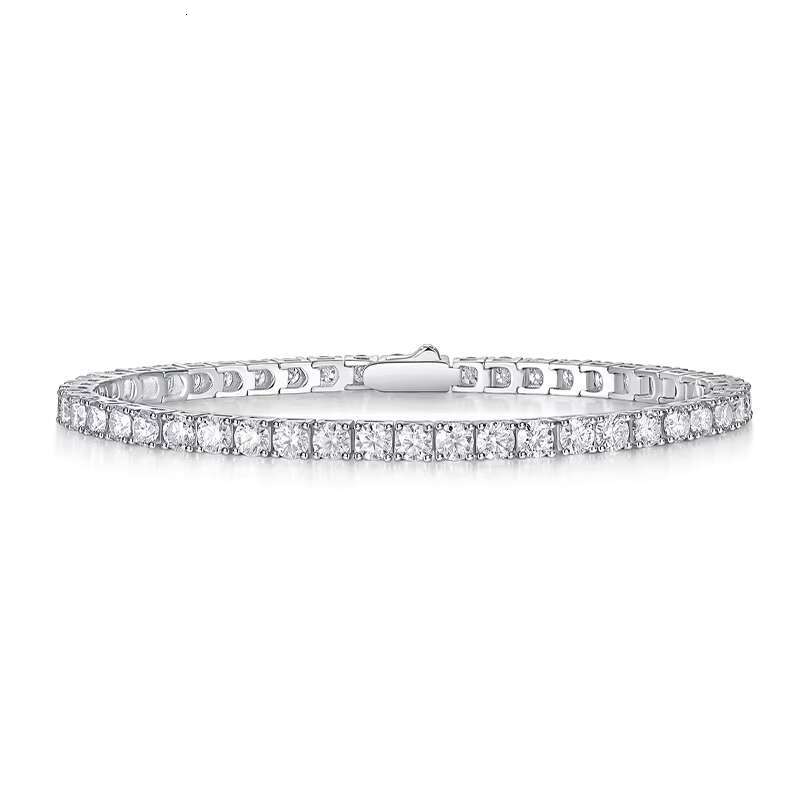 3MM Moissanite Tennis Bracelet - 925 Sterling Silver 18K Gold Plated Jewelry for Women