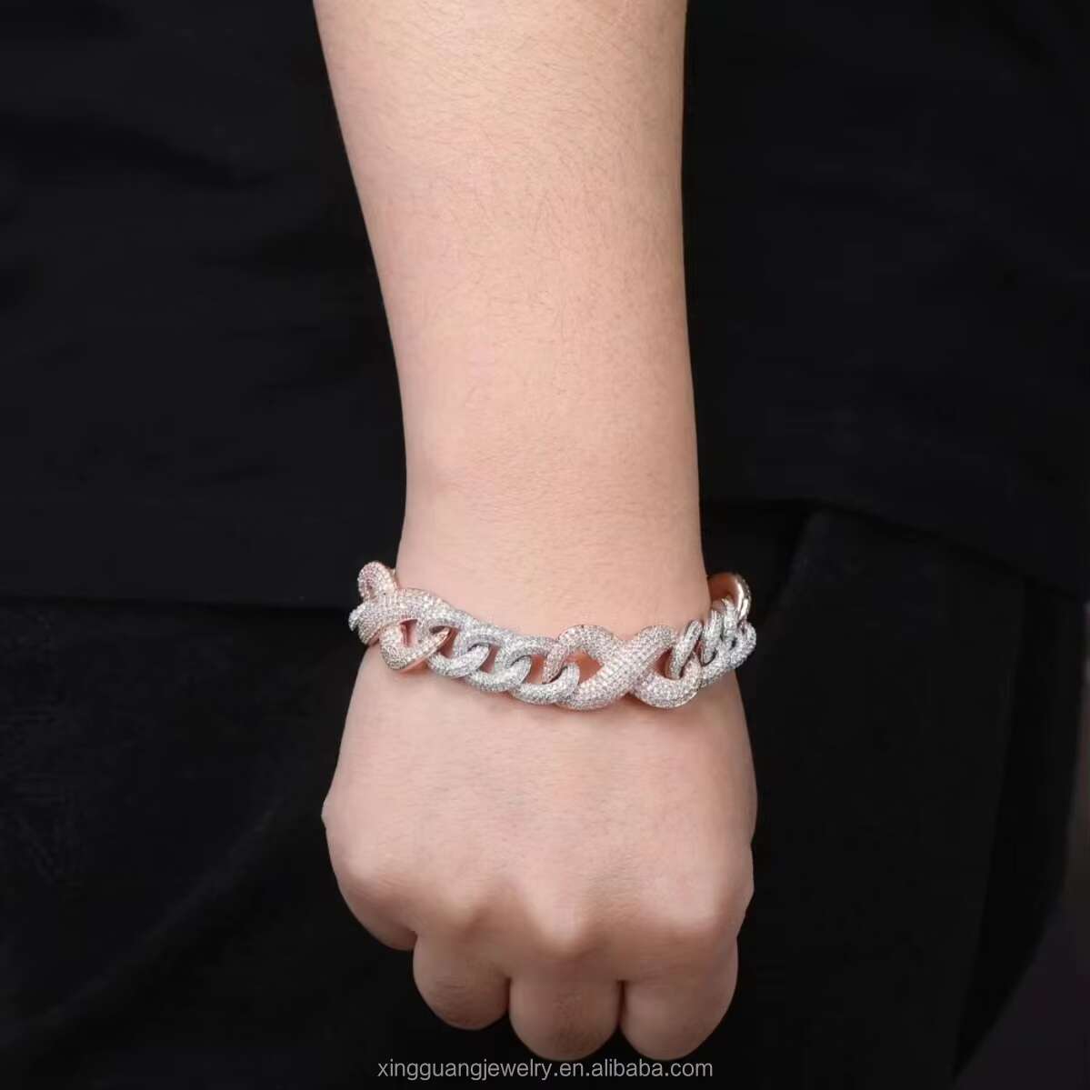 Infinite Chain S925 Silver Gold Plate Chain Iced Out Diamond VVS D Color Moissanite Cuban Link Chain Fine Jewelry Necklaces