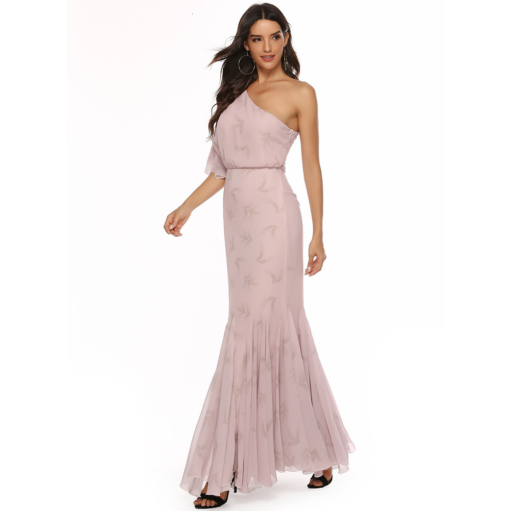 Women's Bohemian Elegant Oblique Shoulder Fishtail Long Dress