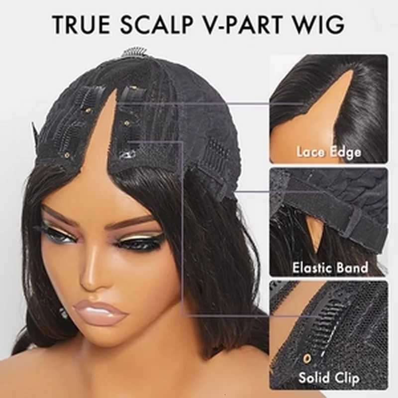 Glueless Kinky Curly V Part Wig Human Hair No Lace Wig Deep Wave Frontal Wig Water Wave Human Hair Wig Brazilian Hair For WomenT251111