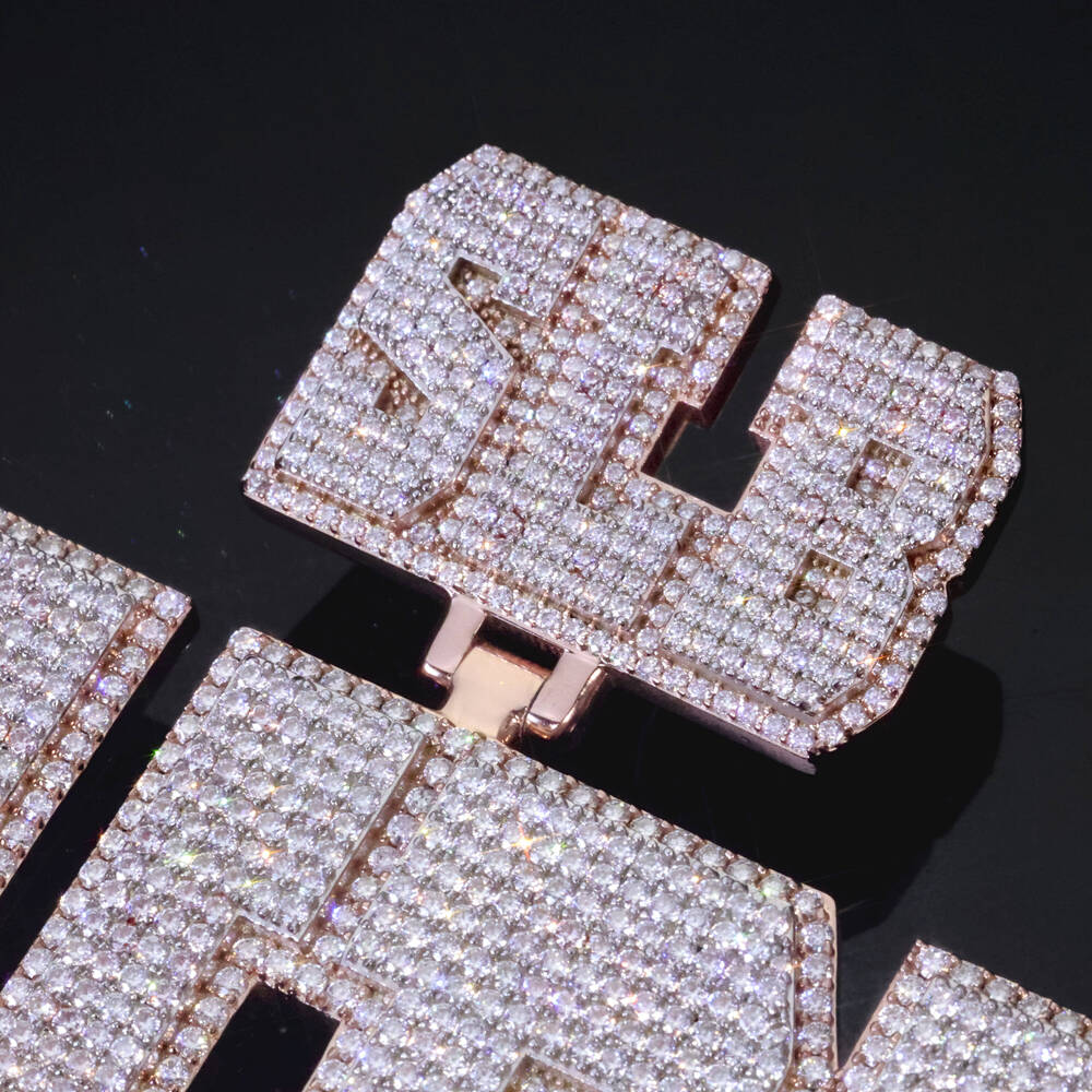 NUOYA VVS Moissanite Luxury Custom Letter Pendant Necklace Iced Out Hip Hop Fine Jewelry Rose Gold Plated Personalized Customizable