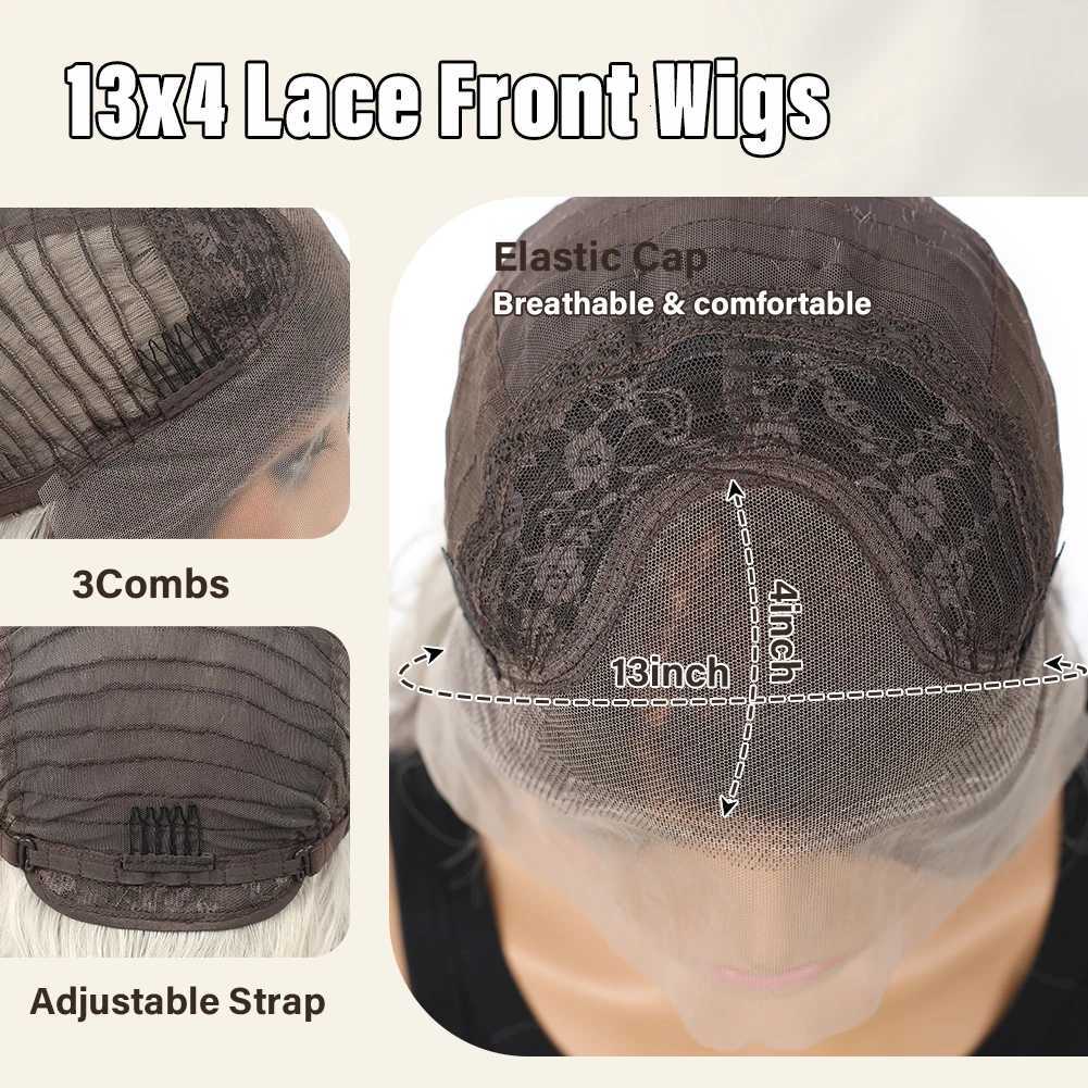 Body Wave Lace Front Wigs for Black Women 13X4 Black Sliver Wig HD Lace Frontal Wig Fluffy Natural Synthetic Lace Front WigsT251111