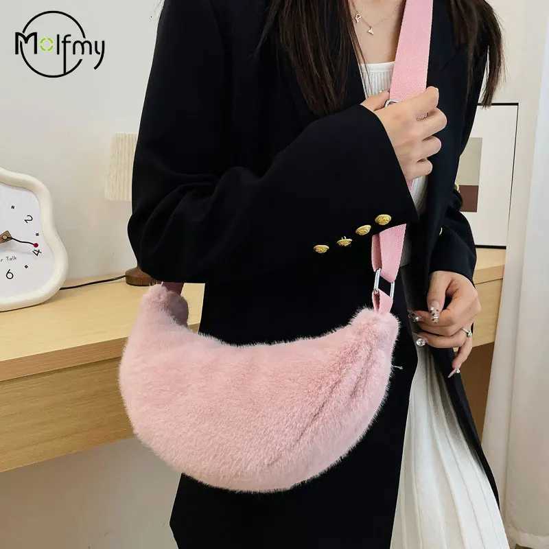 Soft Plush Shoulder Underarm Bags Fluffy Solid Color Bags Purse Autumn Winter Handbag Women Lady Fashion Storage Pouch 2025 NewT251110