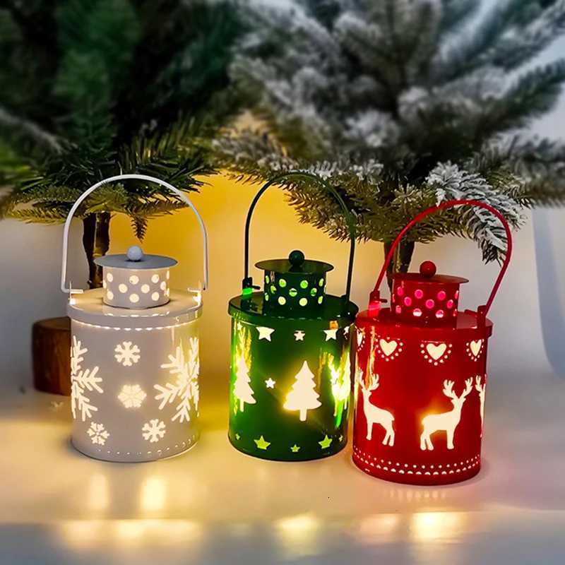 Christmas Decorations Vintage Christmas Lanterns with LED Light Festive Decor for Home Party Stylish Christmas Hanging LanternsM251111