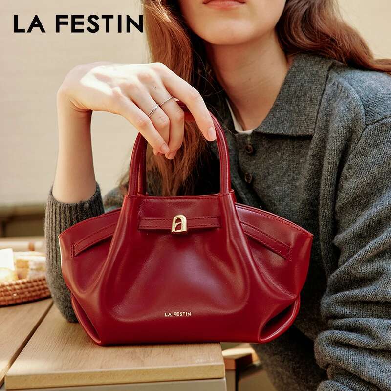 LA FESTIN Leather New Suede Handbag Women's Bags Brand Fashion Shoulder Crossbody Bucket Bag Small Size