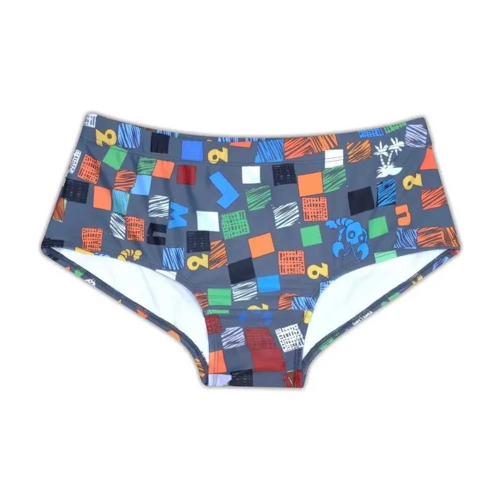 Sexy summer mens swimsuit square graffiti surfing swimsuit boxing underwear bikini shorts beach shorts Brazilian cutW250410