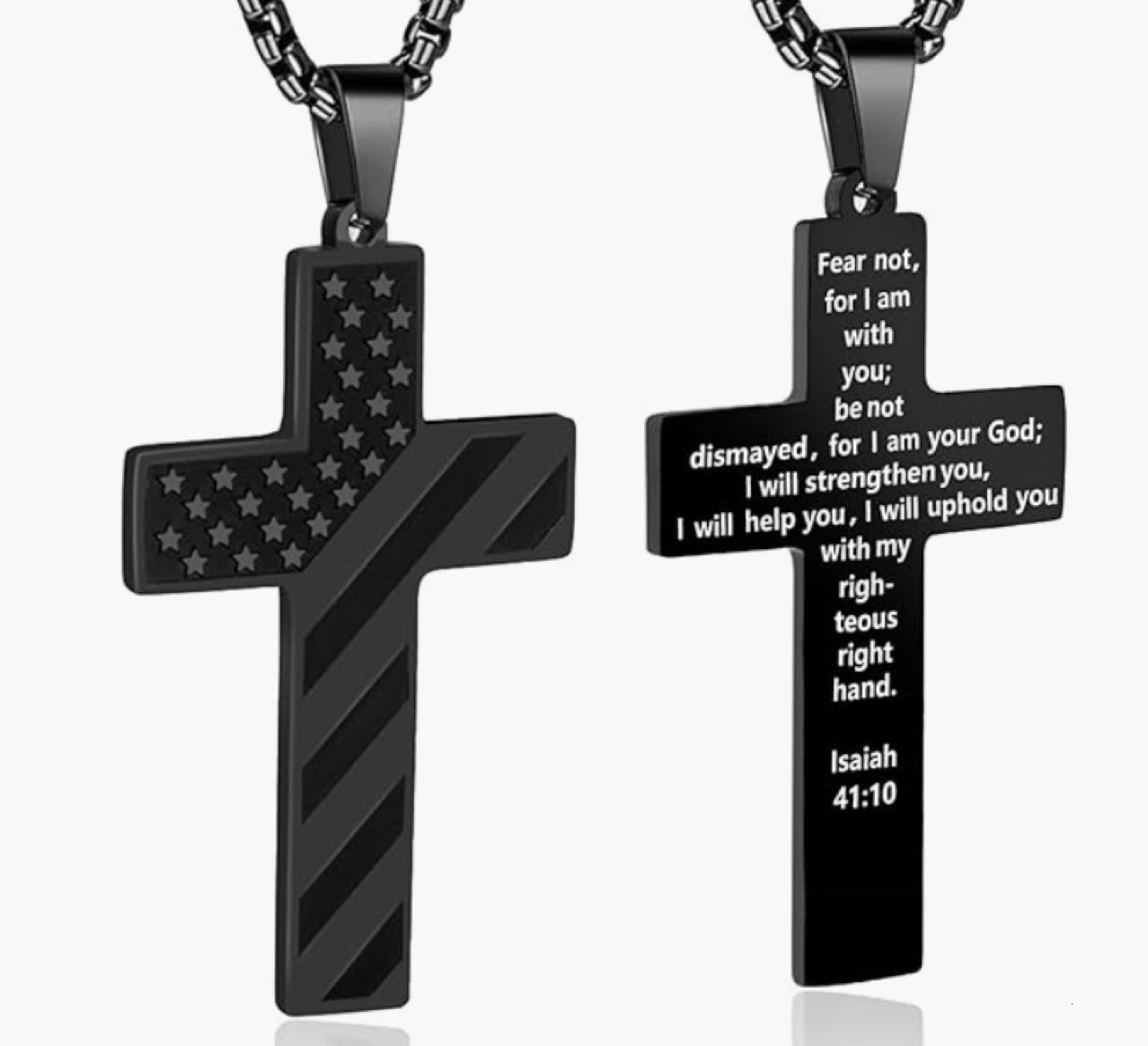 New Stainless Steel American Flag Graphic Engraving Necklace Cross Sports Style Niche Jewelry